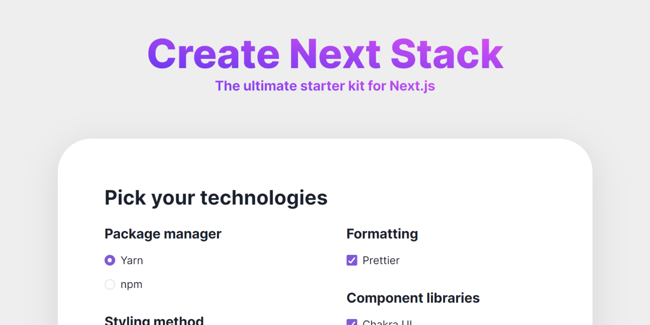 create-next-stack preview